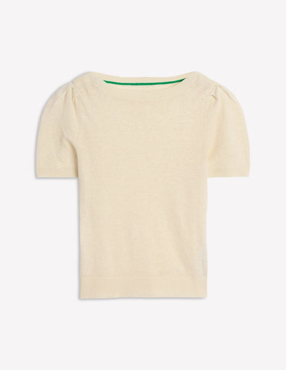 Liv Boat Neck Linen T-Shirt-Warm Ivory