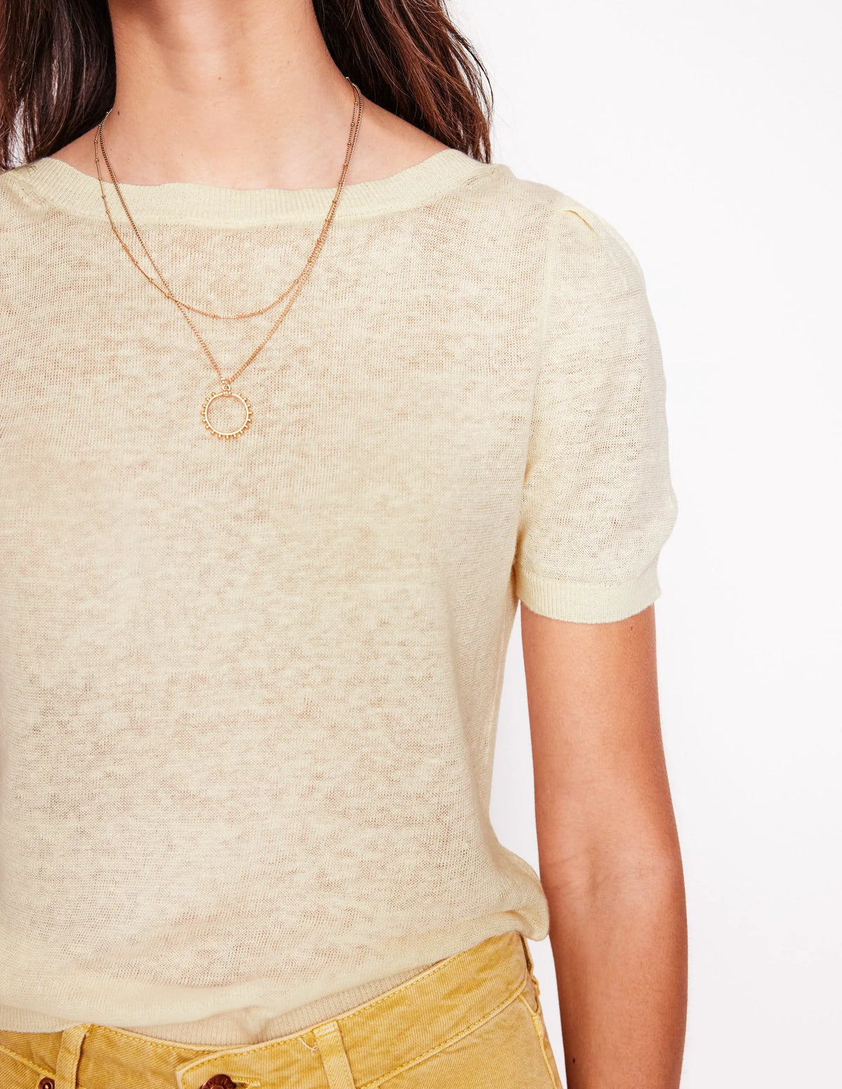 Liv Boat Neck Linen T-Shirt-Warm Ivory
