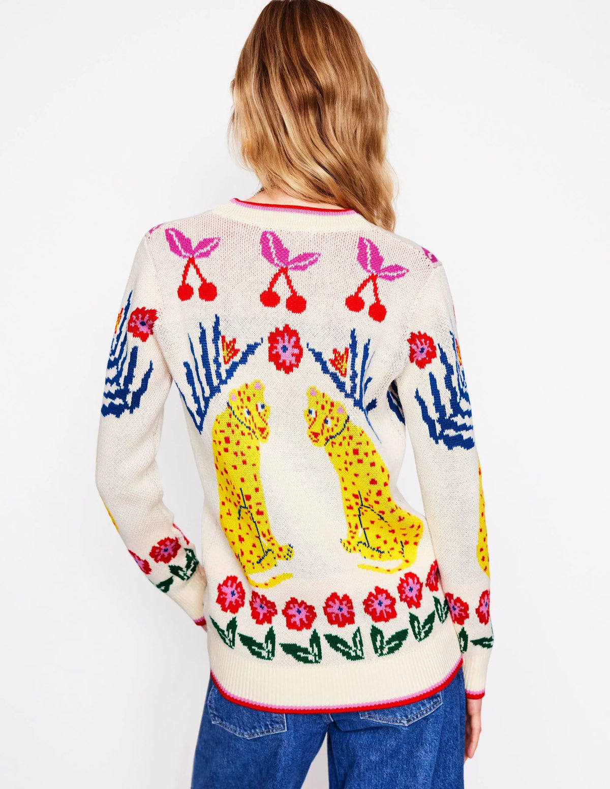 Jacquard Boyfriend Cardigan-Warm Ivory, Leopard
