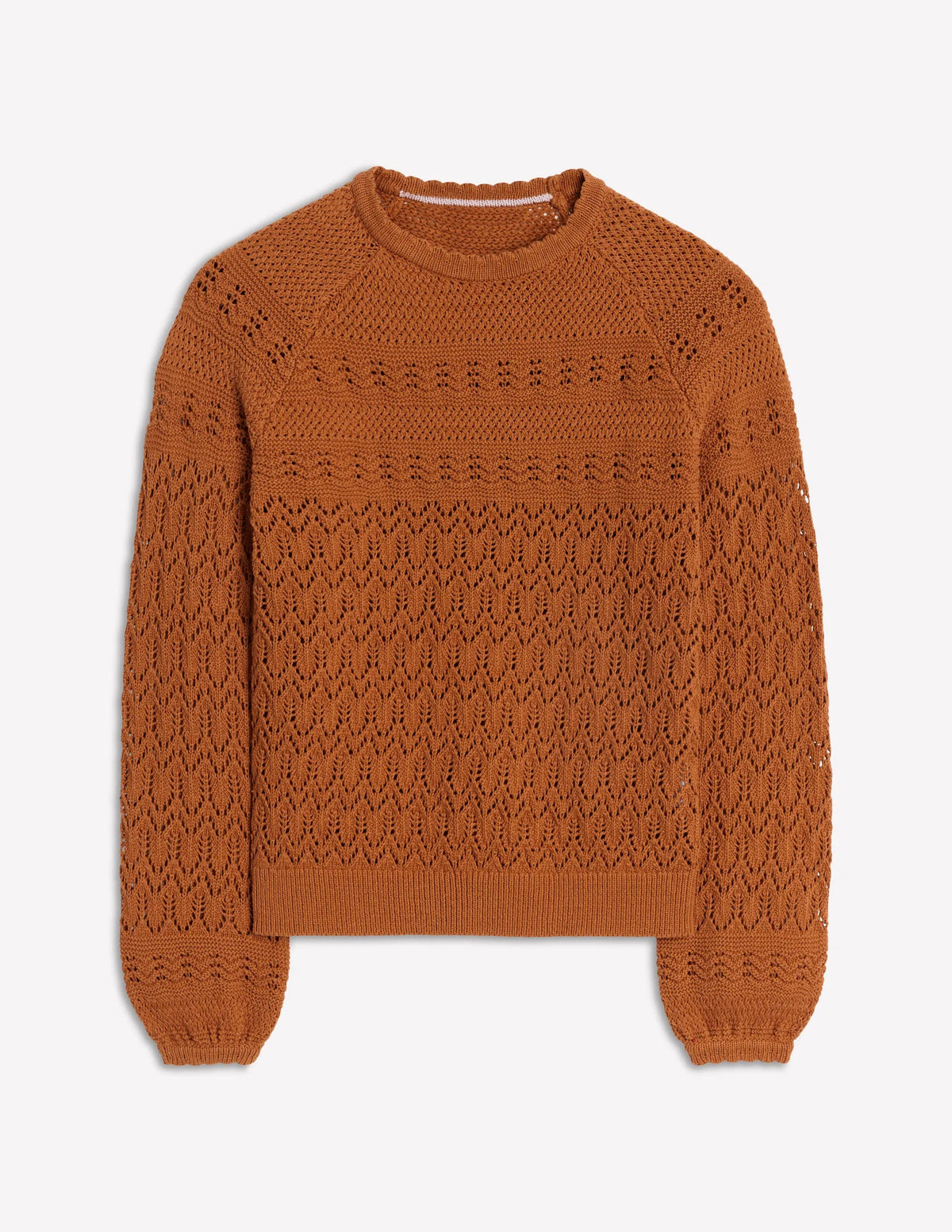 Cotton Stitch Crew Jumper-Copper Brown