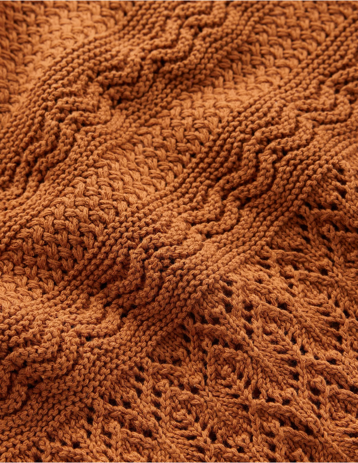 Cotton Stitch Crew Jumper-Copper Brown