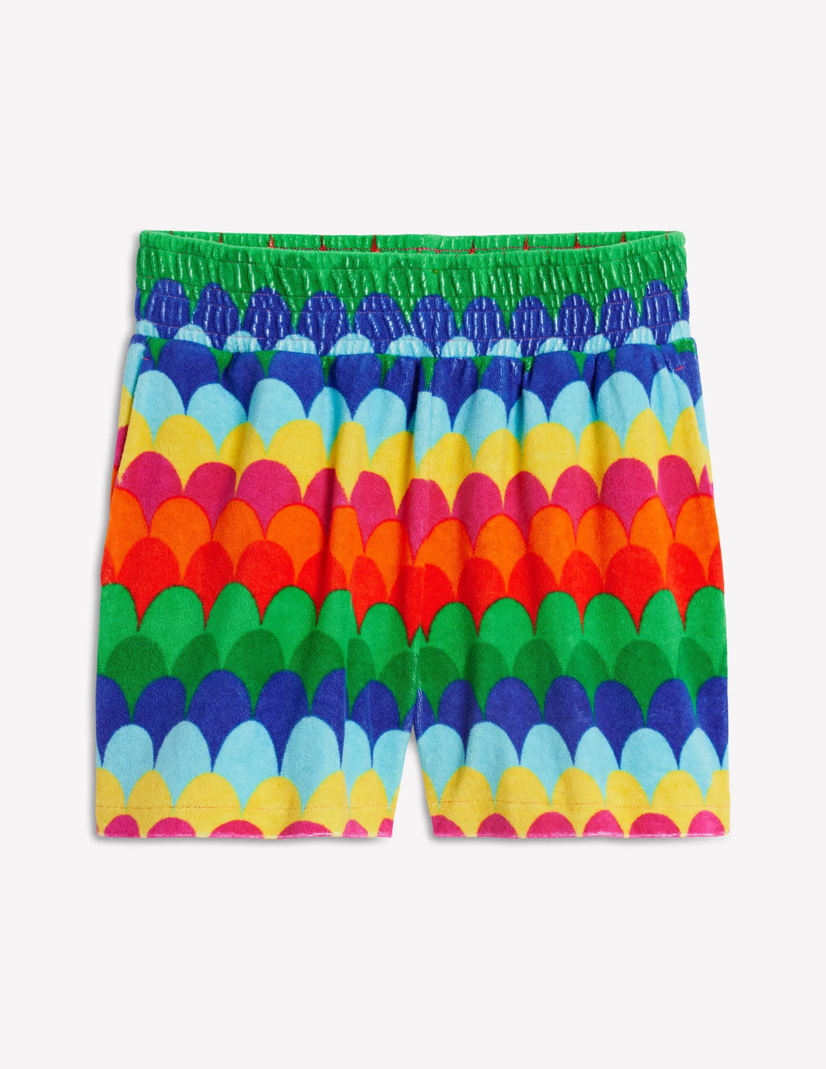 Smocked Towelling Short-Multi, Scallop Stripe