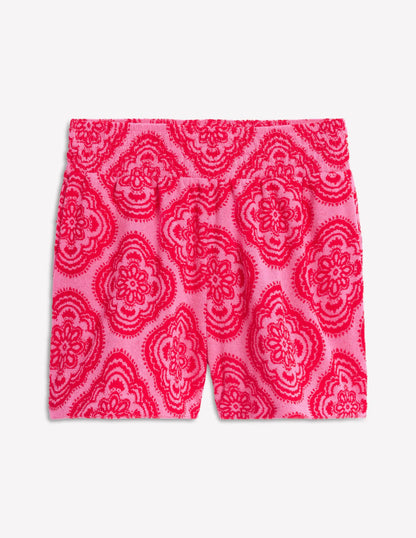 Smocked Towelling Short-Pink Rose, Botanic Blush