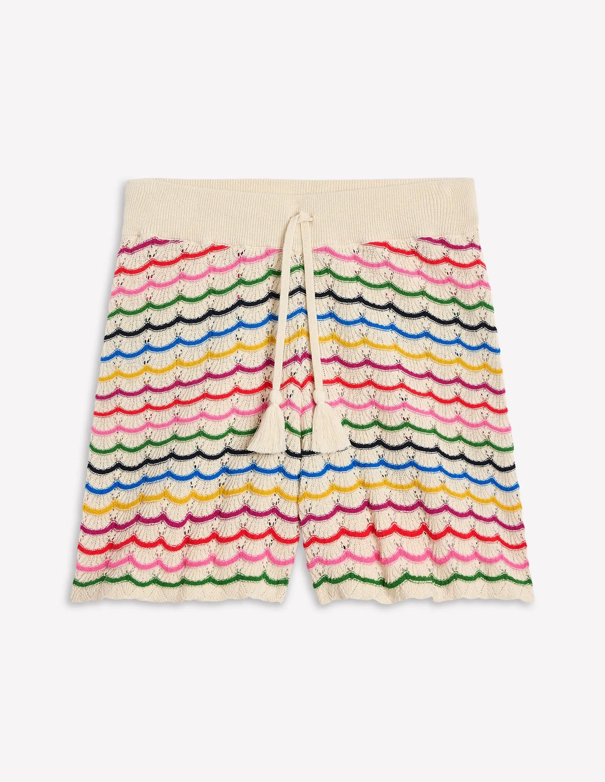 Textured Knitted Shorts-Multi Stripe