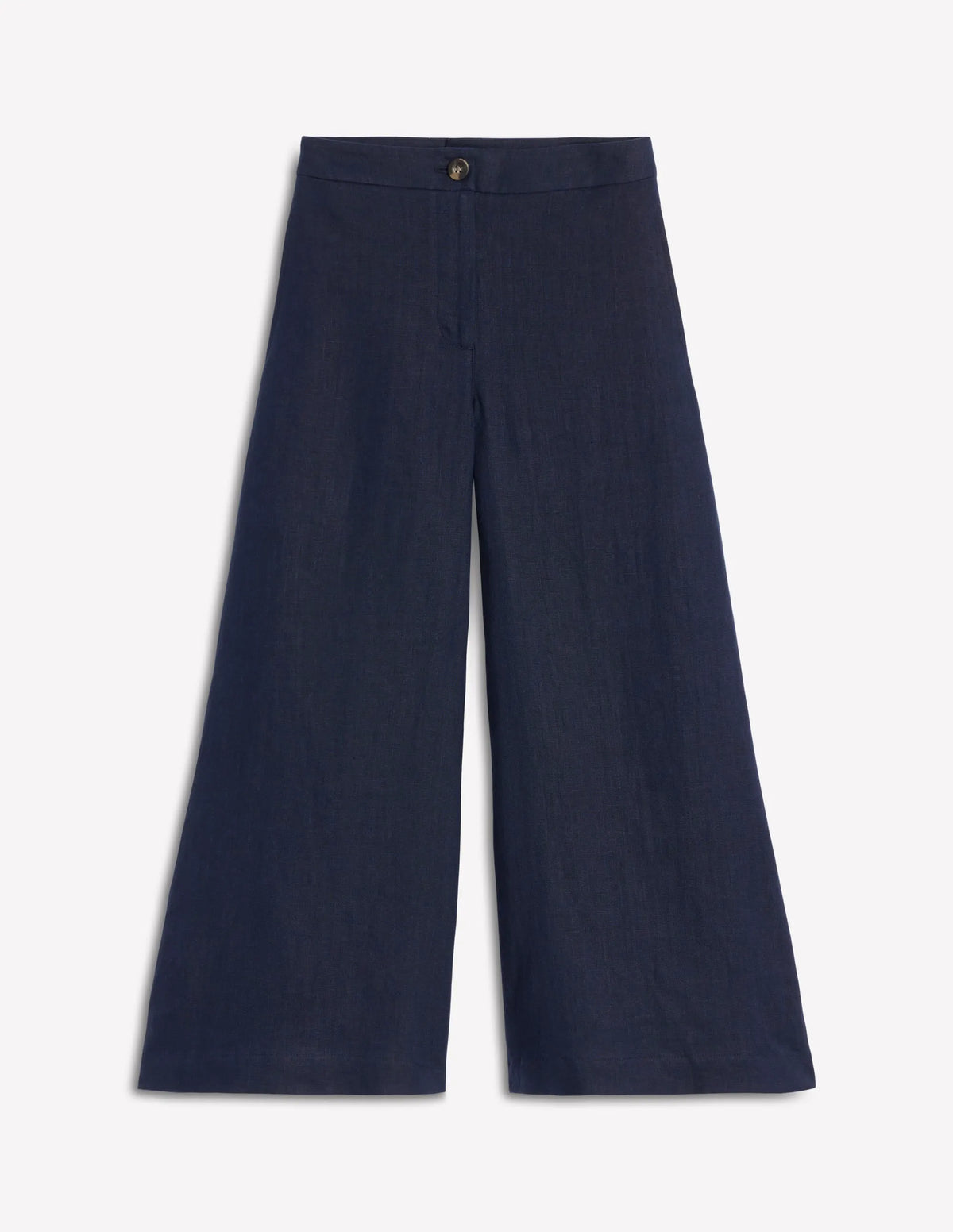 Wide Crop Linen Pants-Navy