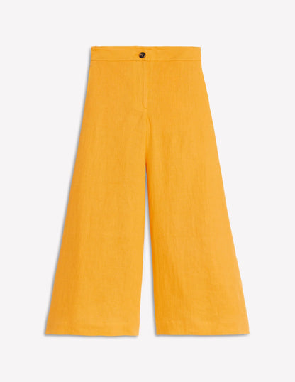 Wide Crop Linen Pants-Summers Sun Yellow