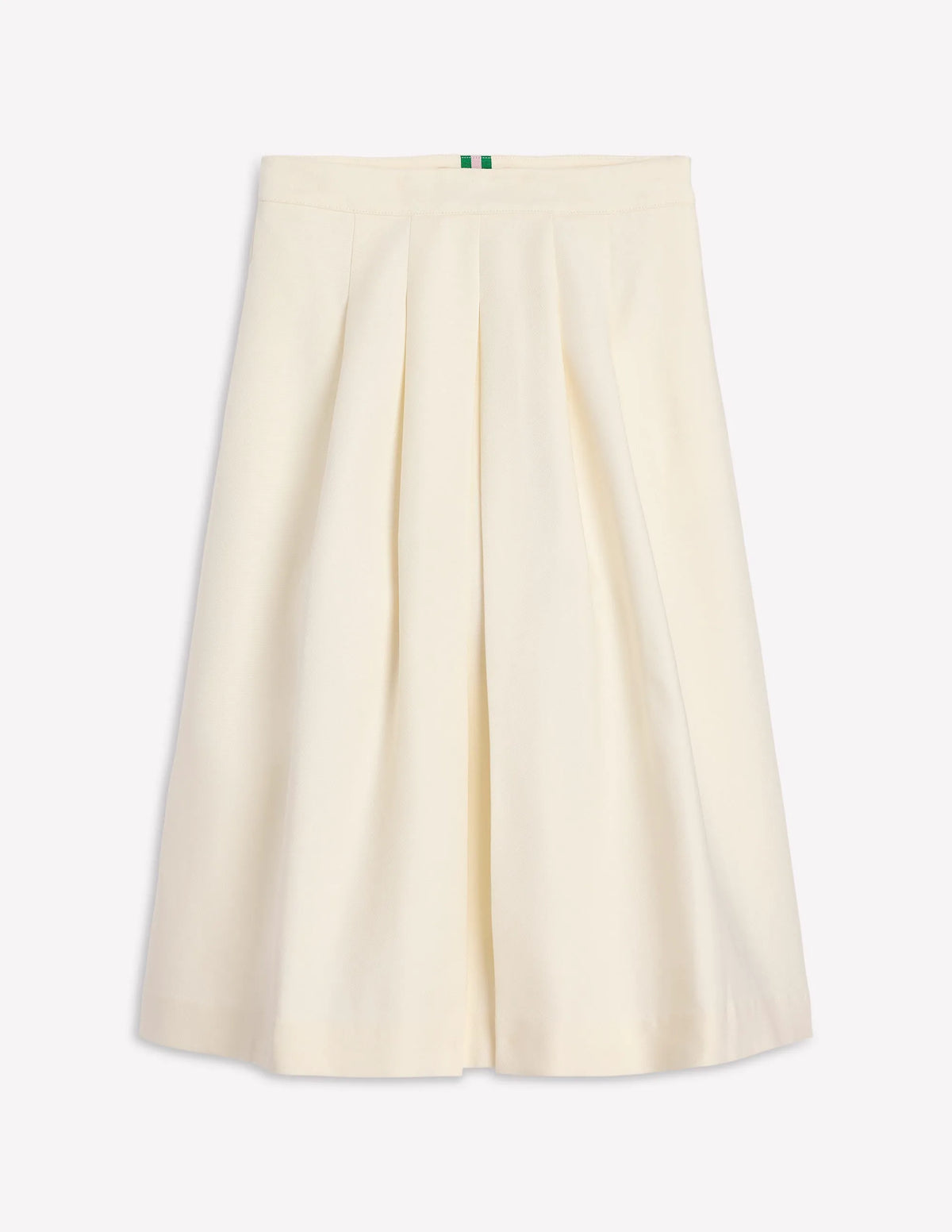 Pleat Detail Midi Skirt-Ivory