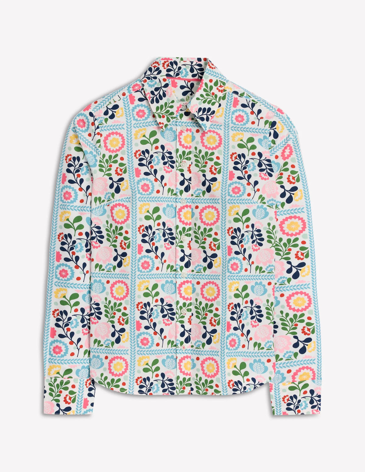 Sienna Cotton Shirt-Multi, Vine Tile