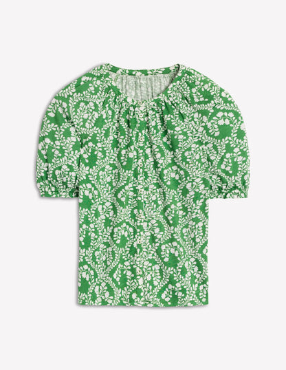 Isla Jersey Shirt-Iguana Green, Vine Sillouette