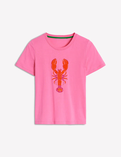 Relaxed Novelty T-Shirt-Pink Rose, Lobster