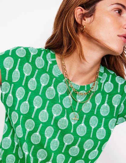 Louisa Cotton Slub T-shirt-Rich Emerald, Tennis