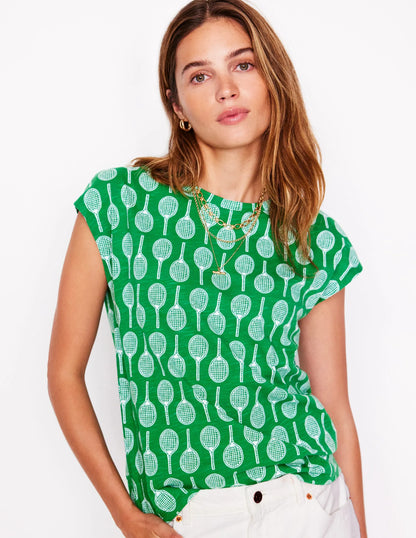Louisa Cotton Slub T-shirt-Rich Emerald, Tennis