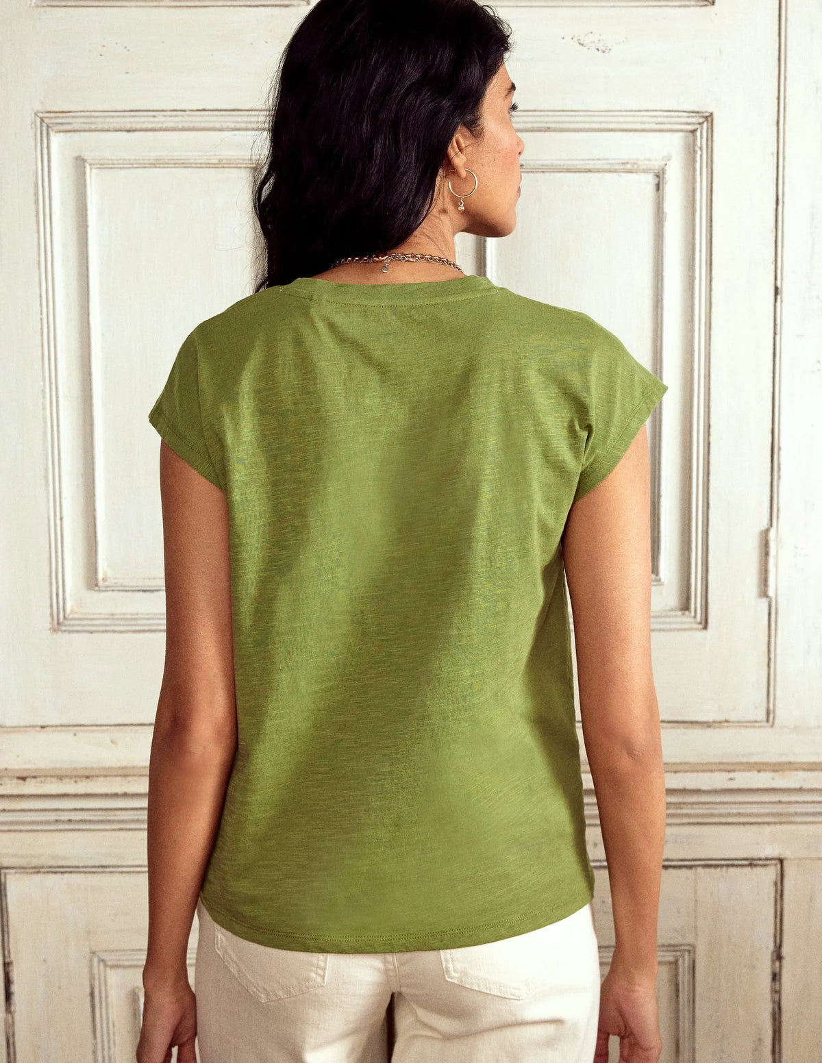 Louisa Cotton Slub T-shirt-Deep Olive