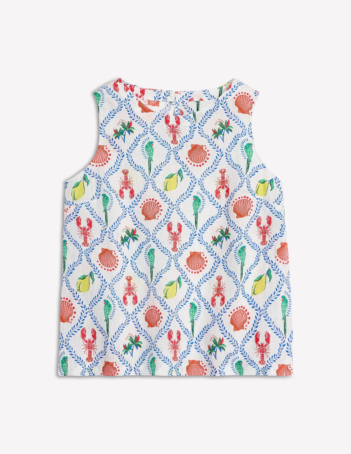 Linen Shell Top-Ivory, Tropical Bonanza