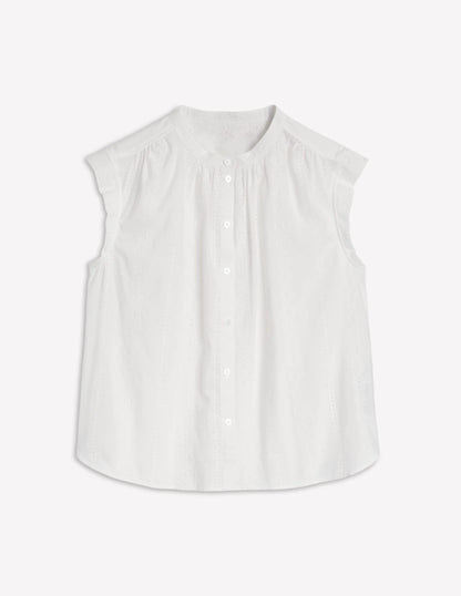 Fabric Texture Sleeveless Top-White