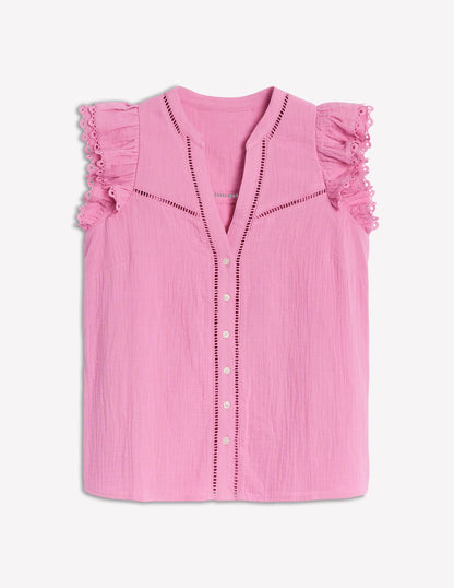 Sleeveless Double Cloth Top-Meadowsweet Pink
