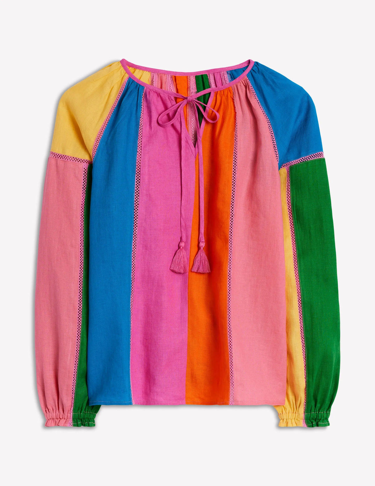 Linen Colour Block Top-Multi