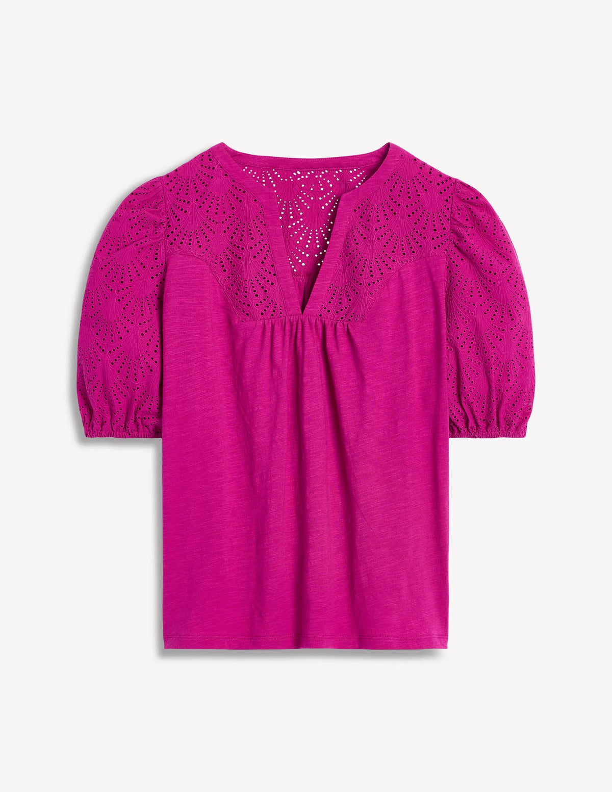 Dolly Broderie Top-Fuchsia
