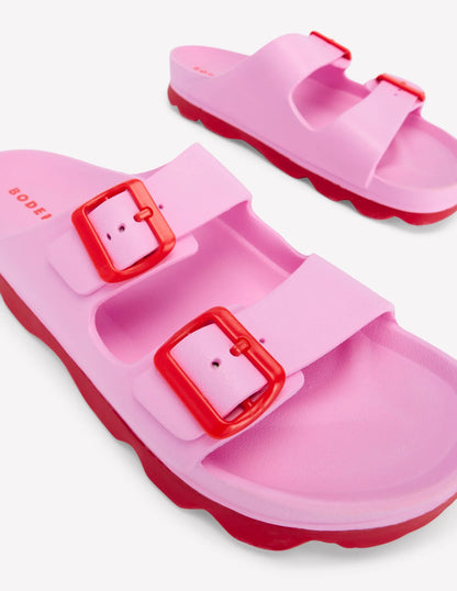 Lyla Double Buckle Sliders-Soft Pink