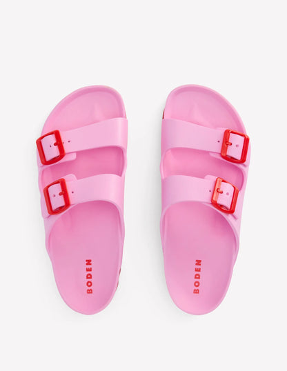 Lyla Double Buckle Sliders-Soft Pink