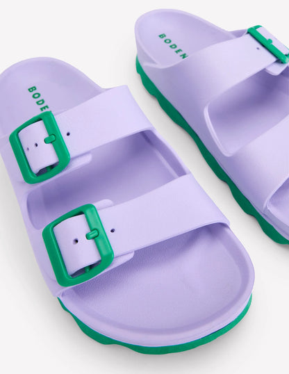 Lyla Double Buckle Sliders-Lavender Purple