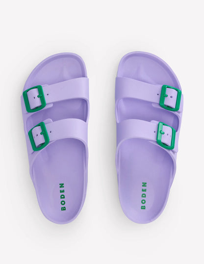 Lyla Double Buckle Sliders-Lavender Purple