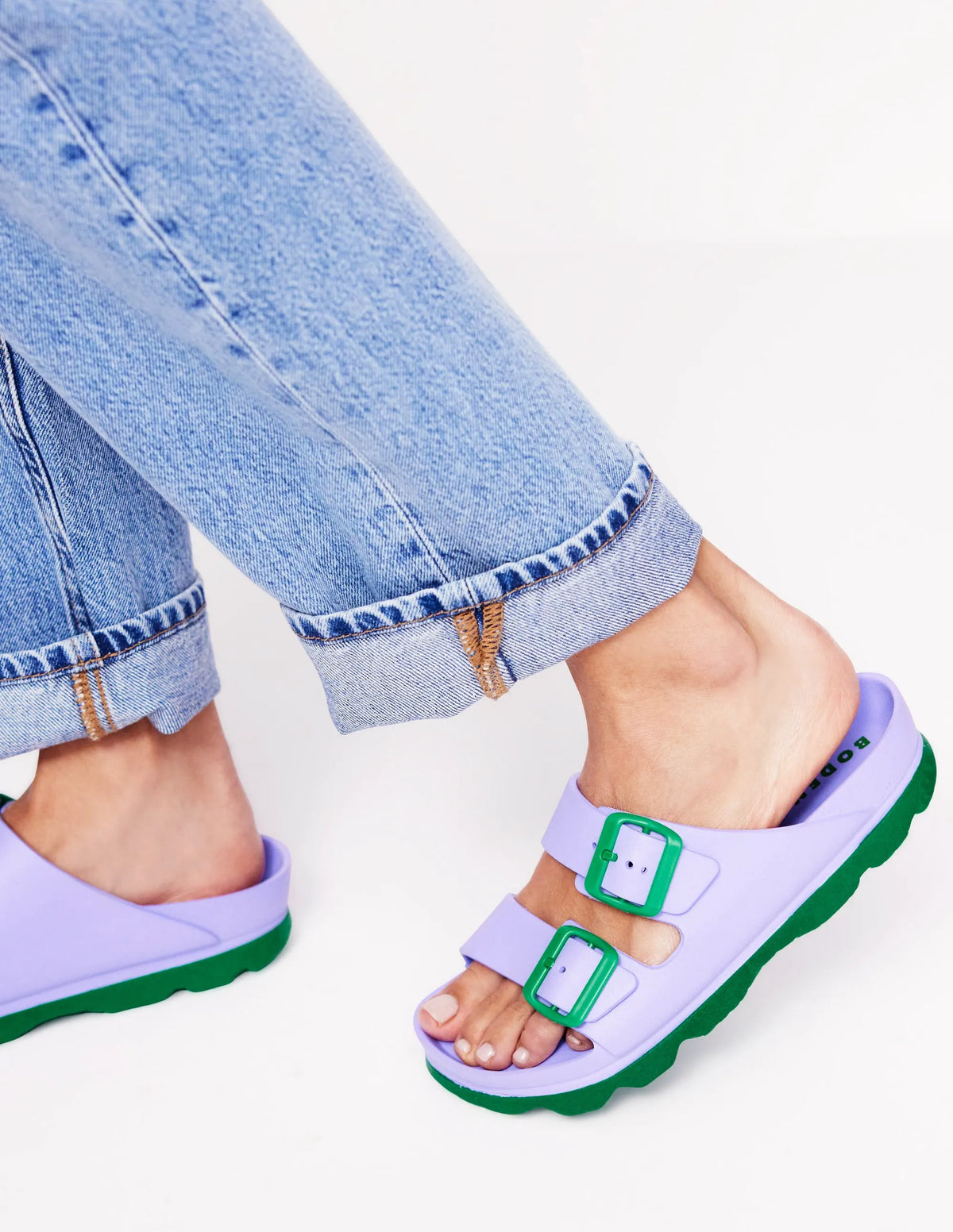 Lyla Double Buckle Sliders-Lavender Purple