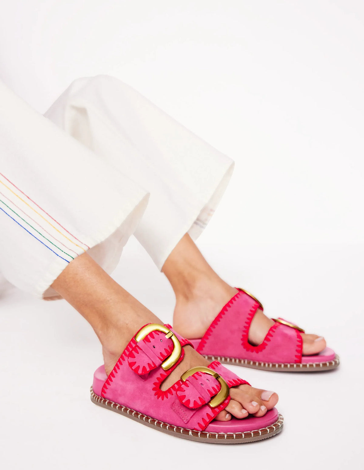 Alberta Footbed Sandals-Festival Pink/Post Box Red
