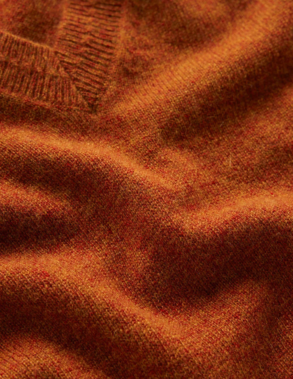 Eva Cashmere V-Neck Sweater-Cognac Melange