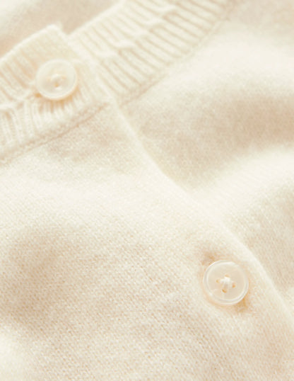 Eva Cashmere Cropped Cardigan-Warm Ivory