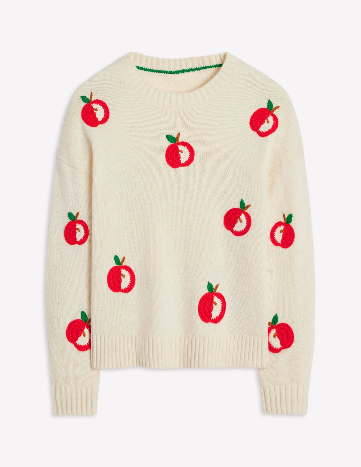 Natalie Embroidered Sweater-Warm Ivory, Apples