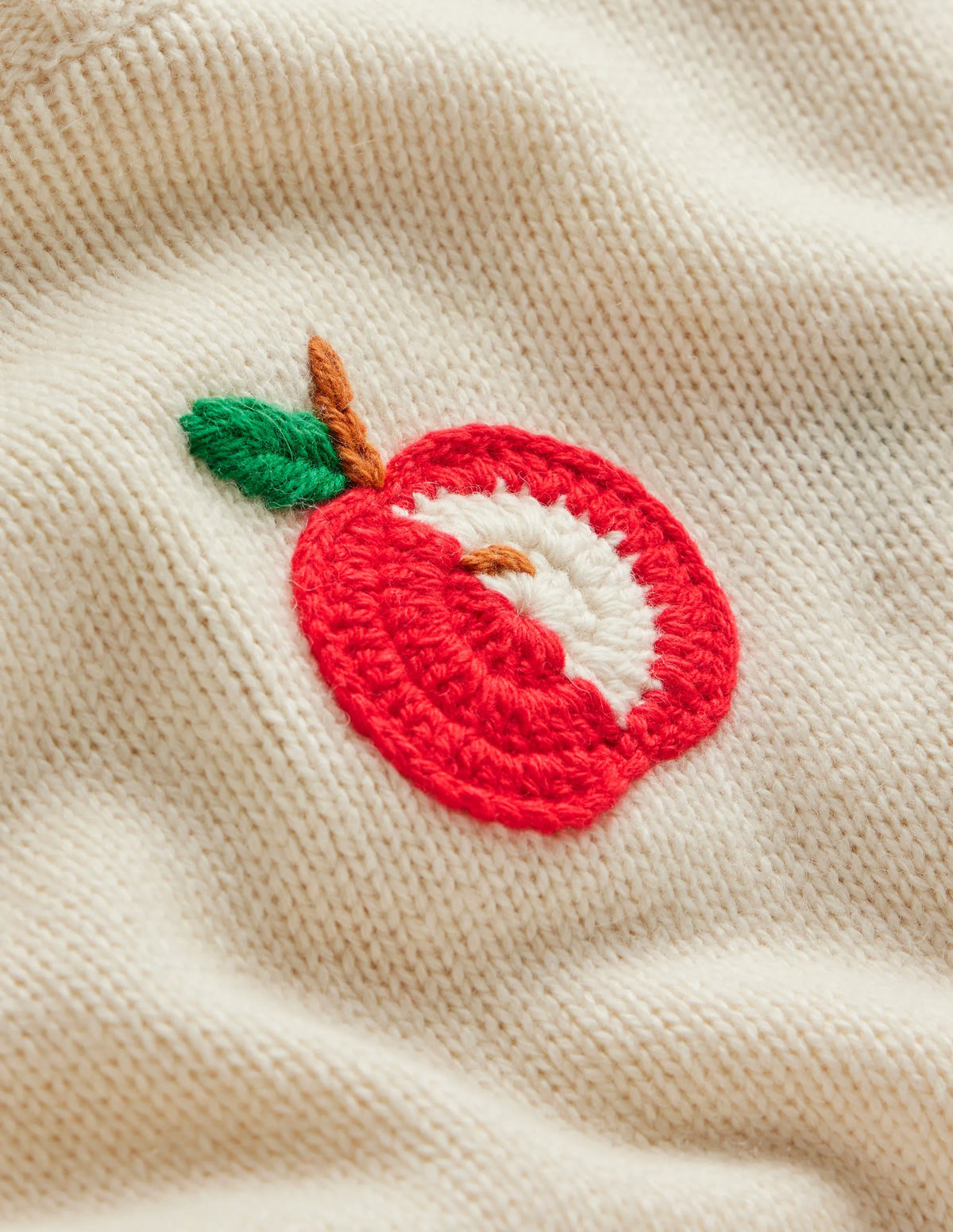 Natalie Embroidered Sweater-Warm Ivory, Apples