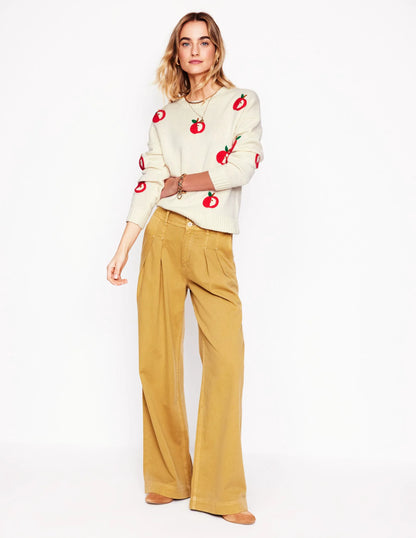 Natalie Embroidered Sweater-Warm Ivory, Apples