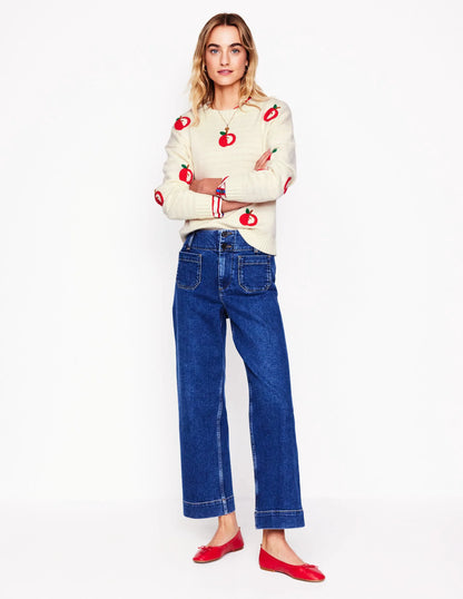 Natalie Embroidered Sweater-Warm Ivory, Apples