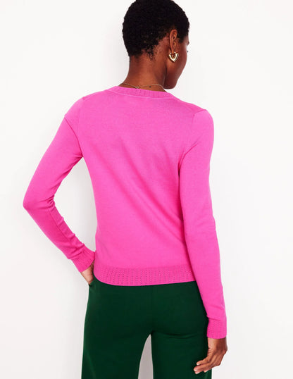 Emilia Cotton Crew Sweater-Tickled Pink