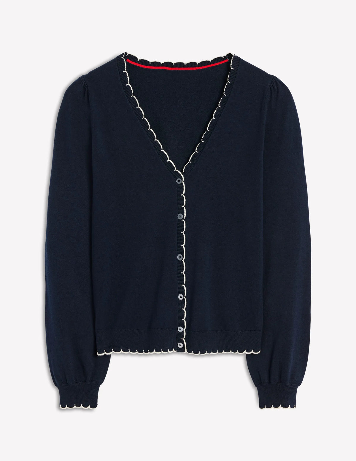 Pru Scallop Trim Cardigan-Navy