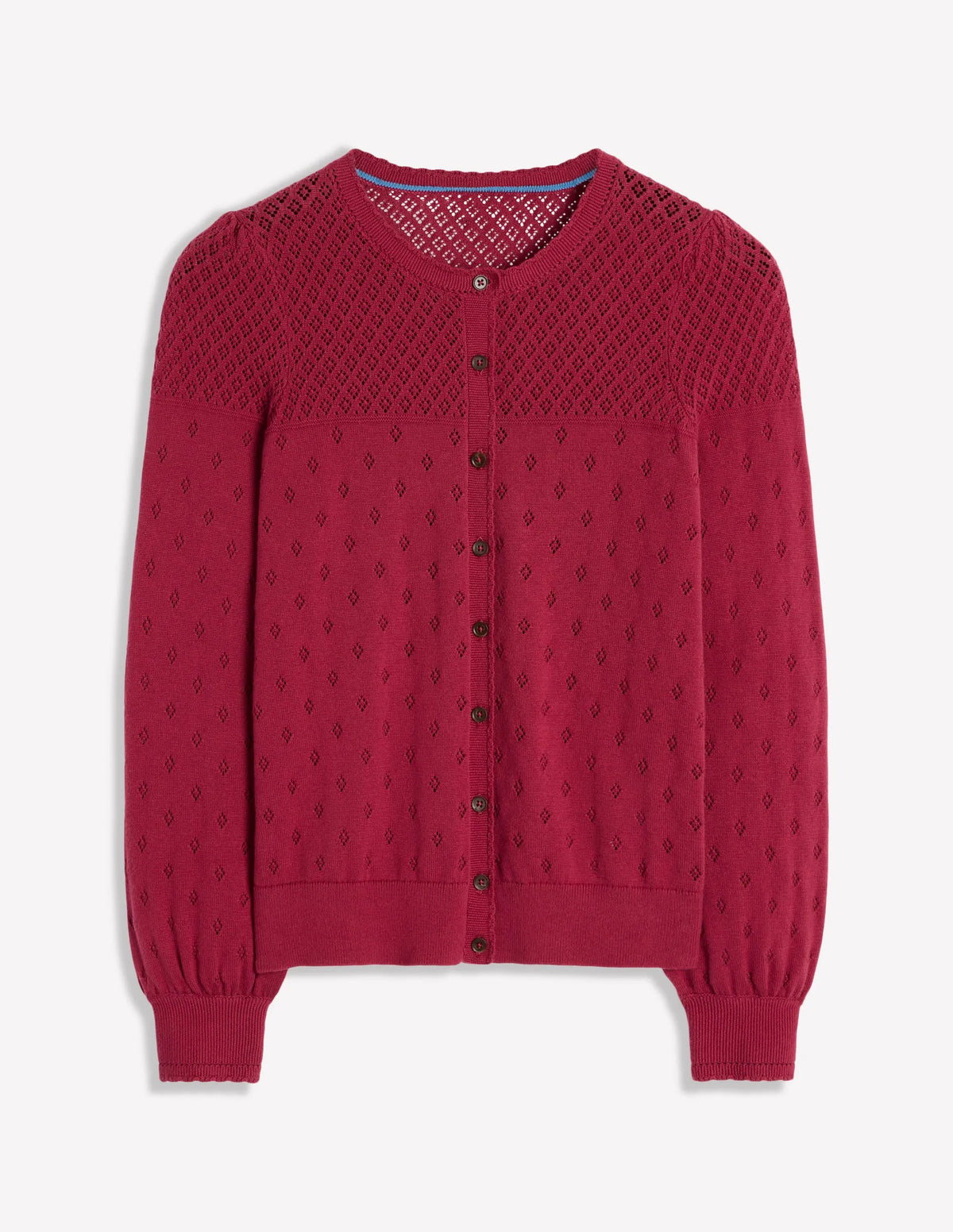 Rosalie Pointelle Cardigan-Terracotta Red