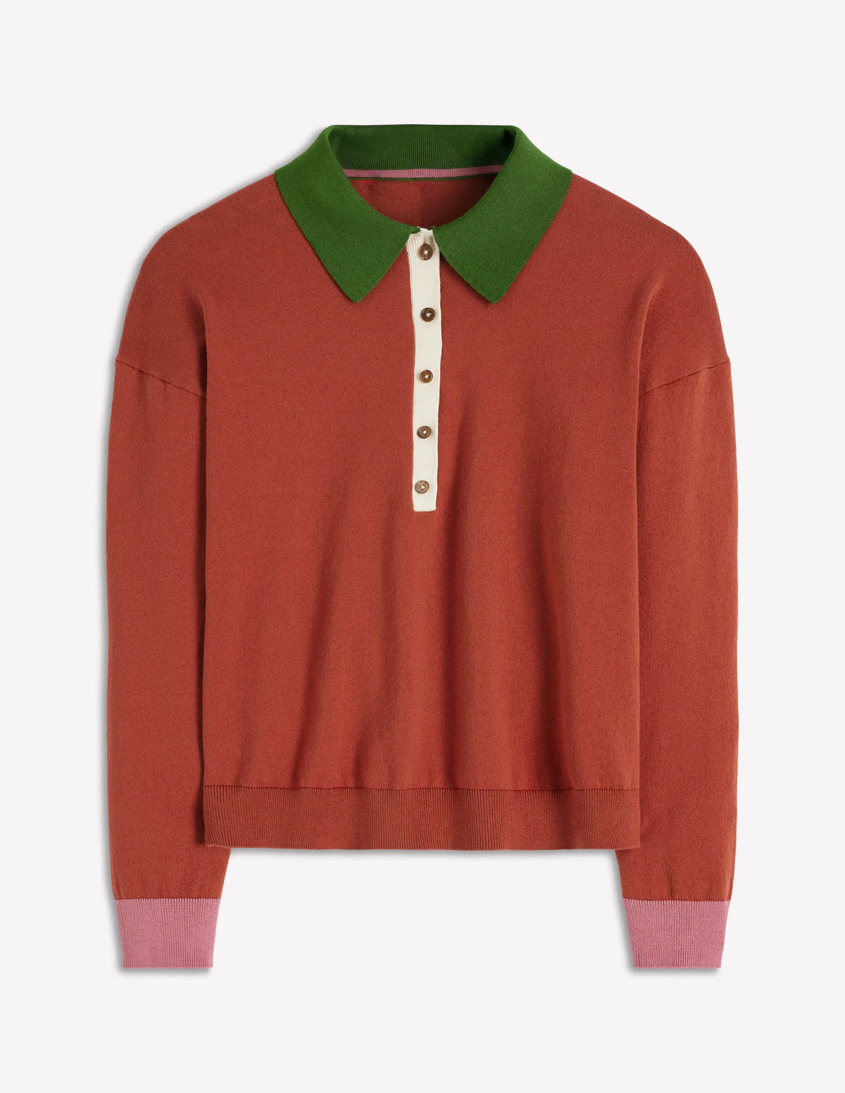 Lara Cotton Henley Jumper-Barn Red