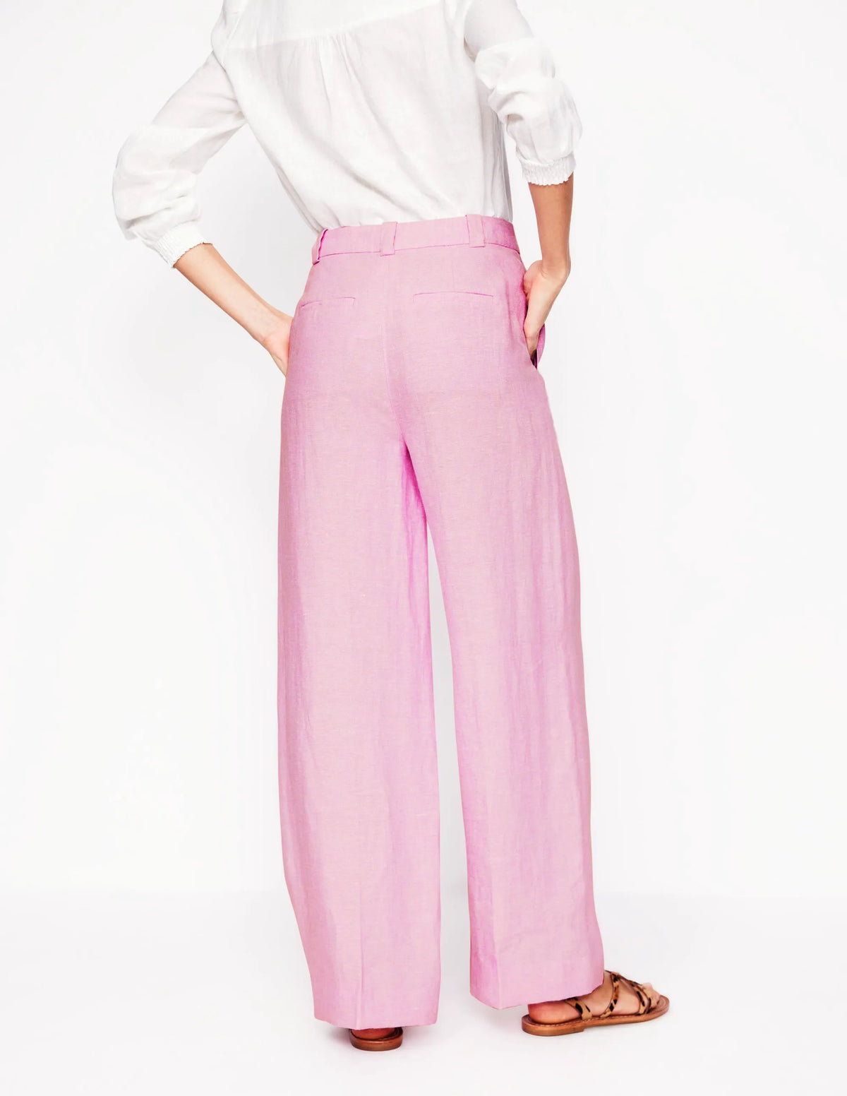 Westbourne Linen Pants-Meadowsweet Pink Chambray