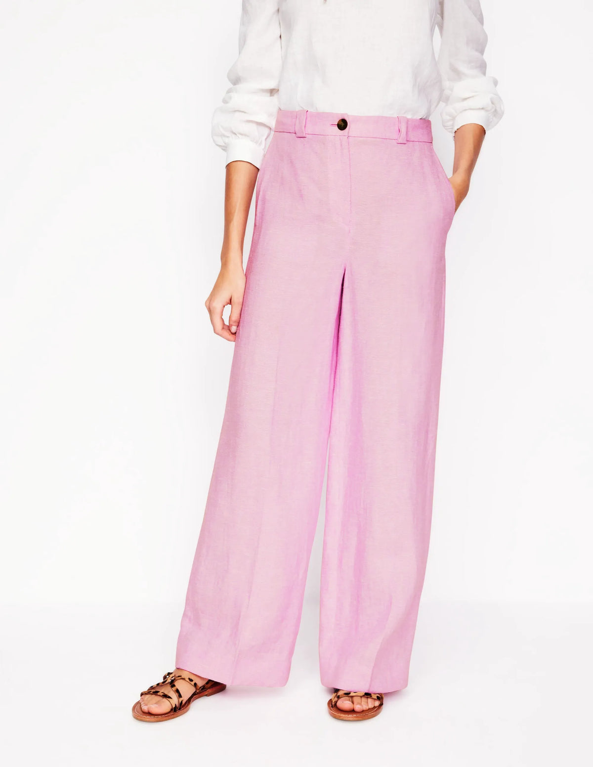 Westbourne Linen Pants-Meadowsweet Pink Chambray