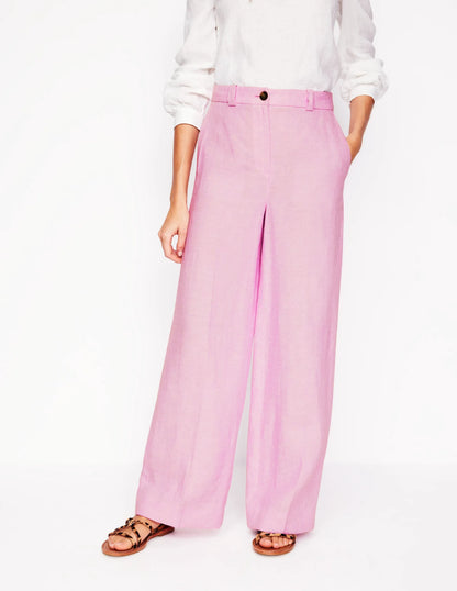 Westbourne Linen Pants-Meadowsweet Pink Chambray
