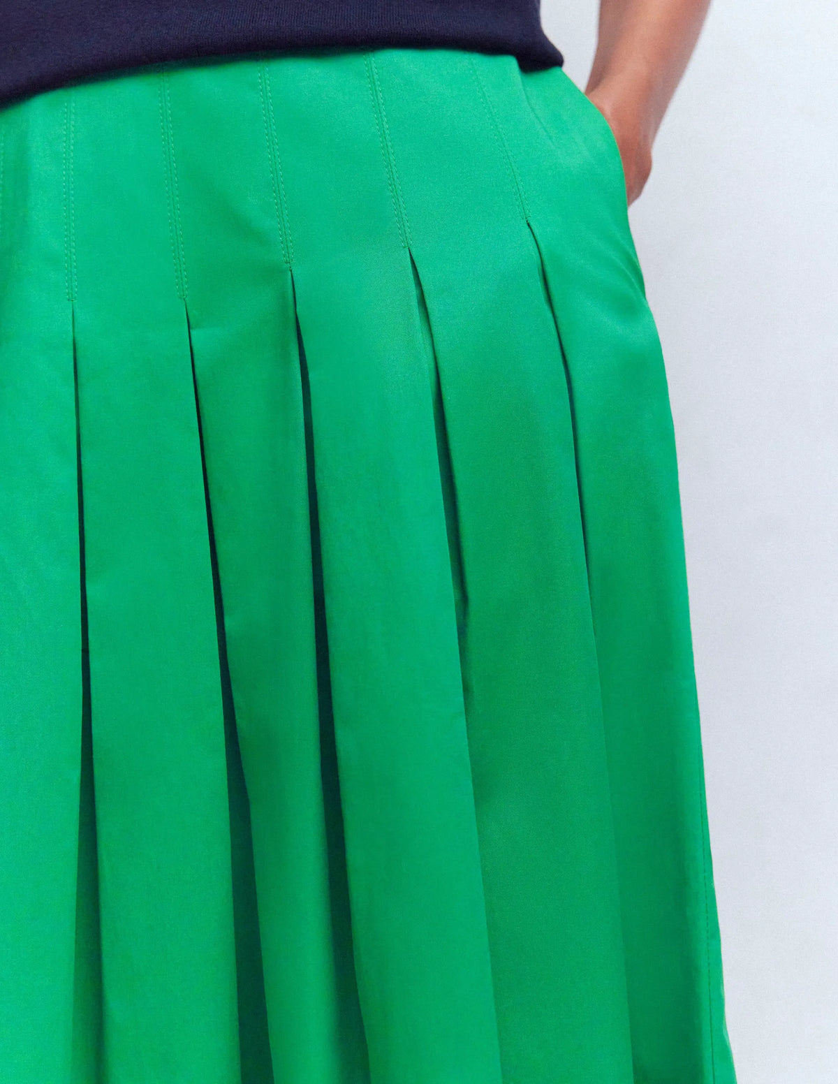 Valentina Cotton Sateen Skirt-Rich Emerald