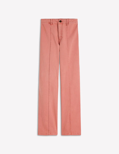 Pintuck Column Leg Jeans-Almond Pink