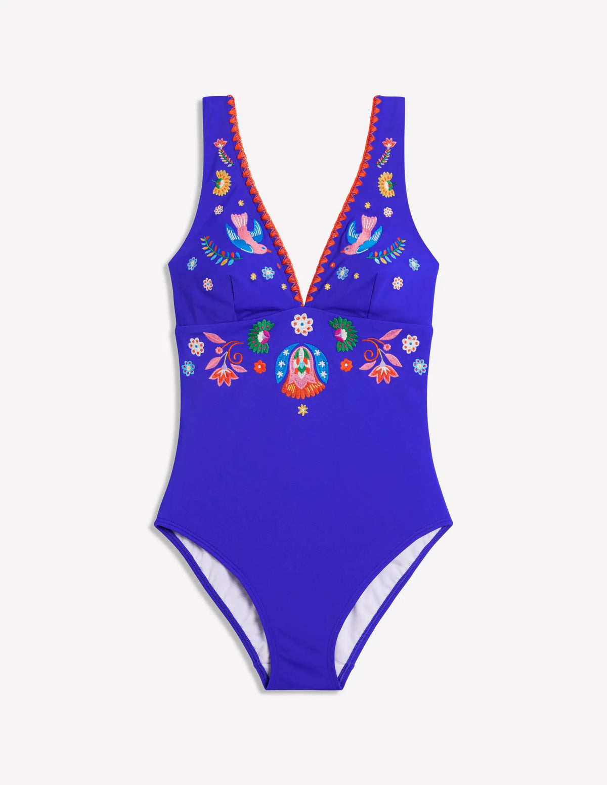 Embroidered Swimsuit-Bright Blue, Embroidered