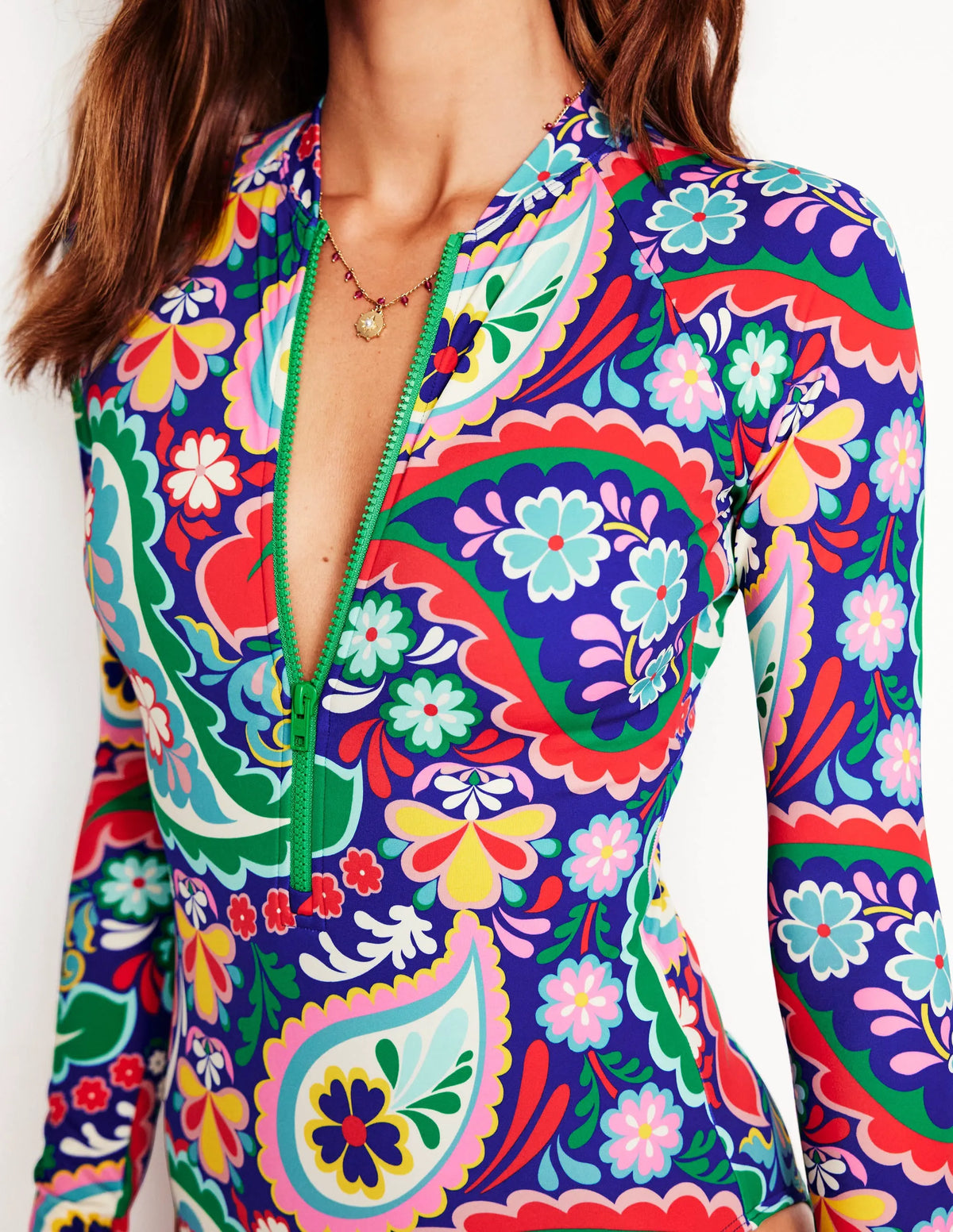 Rash Guard Swimsuit-Multi, Meadow Paisley