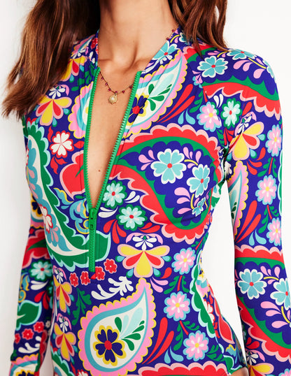 Rash Guard Swimsuit-Multi, Meadow Paisley