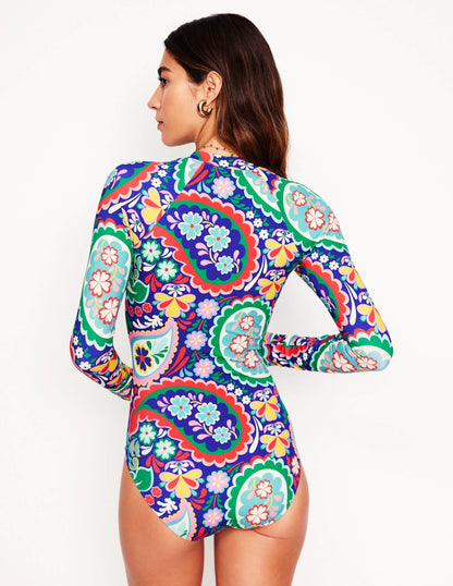 Rash Guard Swimsuit-Multi, Meadow Paisley