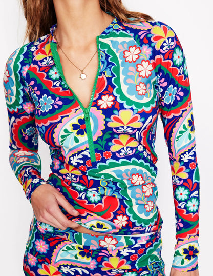 Sun Safe Raglan Guard Top-Multi, Meadow Paisley