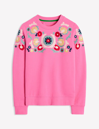 Hannah Embroidered Sweatshirt-Pink Rose