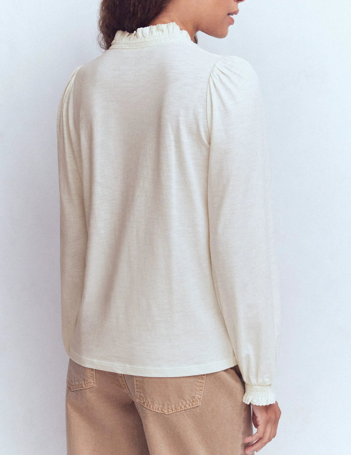 Effie Smocked Detail Shirt-Ivory